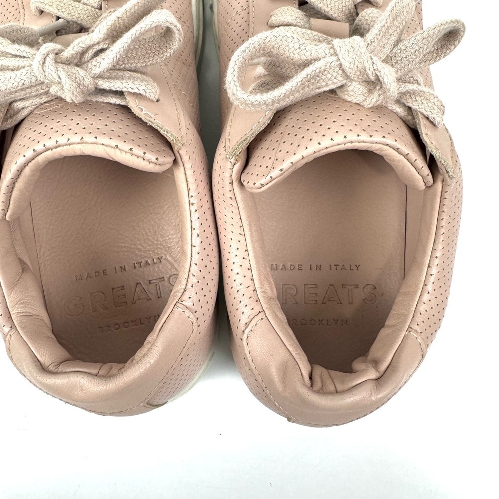 Greats Shoes Italian Greats The Royale Perforated Blush Pink Sneakers Womens 8.5 - Picture 5 of 8